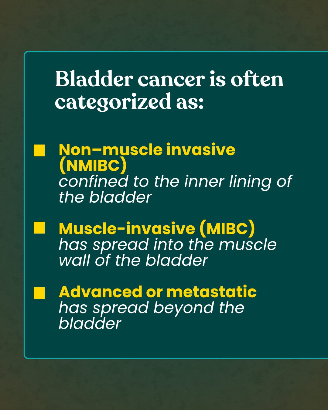 Bladder Cancer Categories